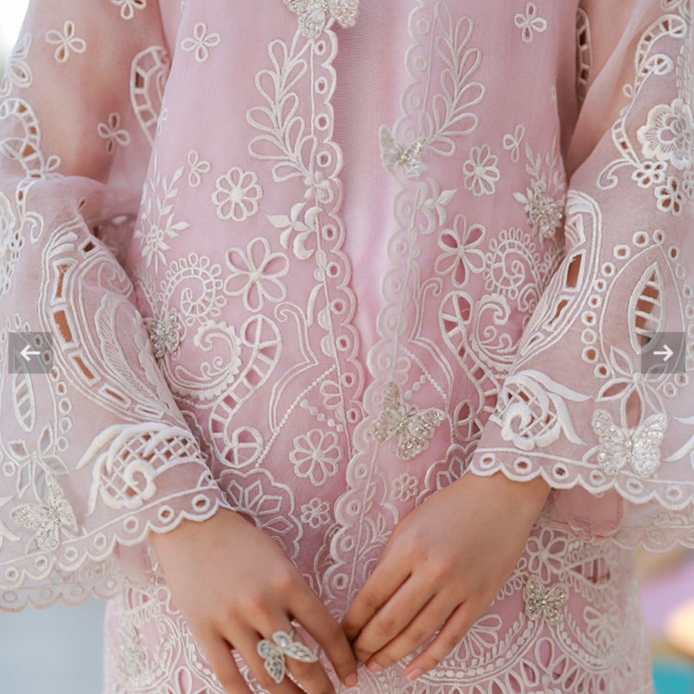 Women's Pink Embroidered Boot Cut Salwar Set - Picture 3 of 6
